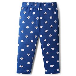 Babyhug Cotton Knit Full Length Leggings With Floral Print Pack Of 3 - Pink & Navy Blue