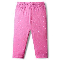 Babyhug Cotton Knit Full Length Leggings With Floral Print Pack Of 3 - Pink & Navy Blue