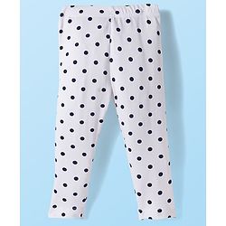 Babyhug Cotton Lycra Knit Full Length Butterfly & Polka Dot Printed Leggings Pack of 3 - Orange Blue & White