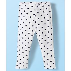 Babyhug Cotton Lycra Knit Full Length Butterfly & Polka Dot Printed Leggings Pack of 3 - Orange Blue & White