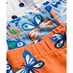 Babyhug Cotton Lycra Knit Full Length Butterfly & Polka Dot Printed Leggings Pack of 3 - Orange Blue & White