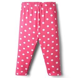 Babyhug Cotton Knit Full Length Leggings With Floral & Polka Dots Pack Of 3 - Pink & Purple