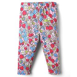 Babyhug Cotton Knit Full Length Leggings With Floral & Polka Dots Pack Of 3 - Pink & Purple