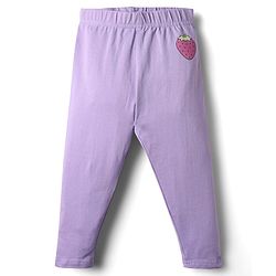 Babyhug Cotton Knit Full Length Leggings With Floral & Polka Dots Pack Of 3 - Pink & Purple