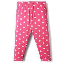 Babyhug Cotton Knit Full Length Leggings With Floral & Polka Dots Pack Of 3 - Pink & Purple