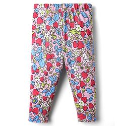 Babyhug Cotton Knit Full Length Leggings With Floral & Polka Dots Pack Of 3 - Pink & Purple
