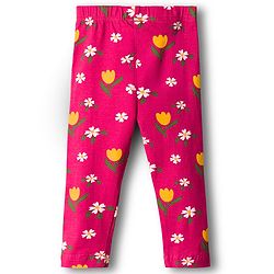 Babyhug Cotton Lycra Knit Full Length Floral Printed Leggings Pack of 3 - Navy Blue Pink & White