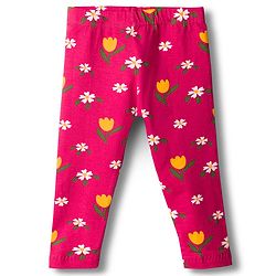 Babyhug Cotton Lycra Knit Full Length Floral Printed Leggings Pack of 3 - Navy Blue Pink & White
