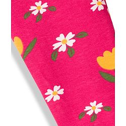 Babyhug Cotton Lycra Knit Full Length Floral Printed Leggings Pack of 3 - Navy Blue Pink & White