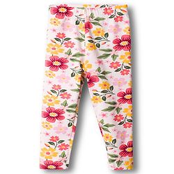 Babyhug Cotton Lycra Knit Full Length Floral Printed Leggings Pack of 3 - Navy Blue Pink & White