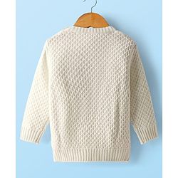 Babyhug Knitted Full Sleeves Pullover Sweater With Reversible Sequins - White