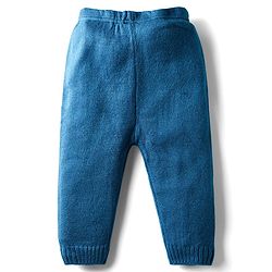Babyhug Knit Full Sleeves Front Open Sweater Set with Diamond Design - Blue