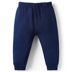Babyhug Knitted Full Raglan Sleeves Pullover Sweater Set With Heart Design - Navy Blue