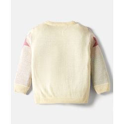 Babyhug Knitted Full Sleeves Pullover Sweater Set With Star Design - Cream & Pink