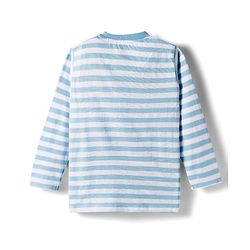 Babyhug Terry Knit Full Sleeves T-Shirt & Lounge Pant Set With Animal Print - Light Blue & Grey