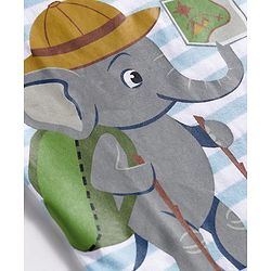 Babyhug Terry Knit Full Sleeves T-Shirt & Lounge Pant Set With Animal Print - Light Blue & Grey