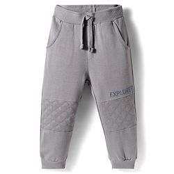 Babyhug Terry Knit Full Sleeves T-Shirt & Lounge Pant Set With Animal Print - Light Blue & Grey