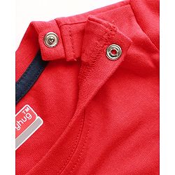Babyhug Cotton Knit Full Sleeves Night Suit Set with Checks & Here For The Cookies  Print - Red