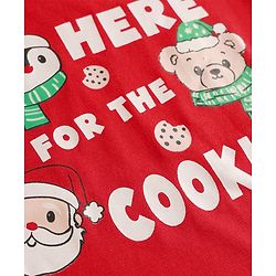 Babyhug Cotton Knit Full Sleeves Night Suit Set with Checks & Here For The Cookies  Print - Red