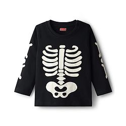 Babyhug Cotton Knit Full Sleeves Night Suit Set with Skeleton Print - Black