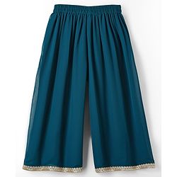 Babyhug Woven Three Fourth Sleeves Embroidered Kurti Palazzo Set with Dupatta & Sequin Detailing - Teal Blue