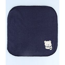 Babyhug Cotton Knit Wash Cloth with Bear Print Pack of 6 - Blue
