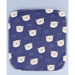 Babyhug Cotton Knit Wash Cloth with Bear Print Pack of 6 - Blue