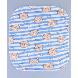 Babyhug Cotton Knit Wash Cloth with Bear Print Pack of 6 - Blue