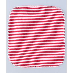 Babyhug Cotton Knit Wash Cloth with Stripes & Stars Print Pack of 6 - Navy Blue & Red