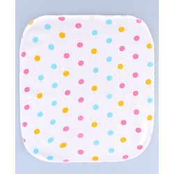 Babyhug Cotton Knit Wash Cloth with Polka Dots & Floral Print Pack of 6 - Pink White & Light Blue