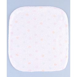Babyhug Cotton Knit Wash Cloth with Polka Dots & Floral Print Pack of 6 - Pink White & Light Blue