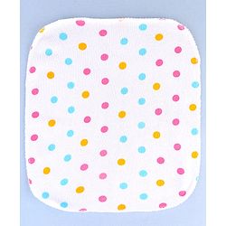 Babyhug Cotton Knit Wash Cloth with Polka Dots & Floral Print Pack of 6 - Pink White & Light Blue