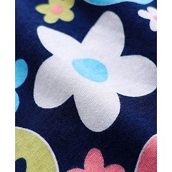 Babyhug Cotton Knit Full Sleeves Floral Printed Frock - Navy Blue