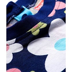 Babyhug Cotton Knit Full Sleeves Floral Printed Frock - Navy Blue