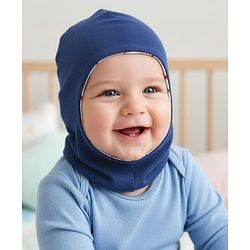 Babyhug Knit Reversible Monkey Cap With Star Print White - Diameter 9 cm