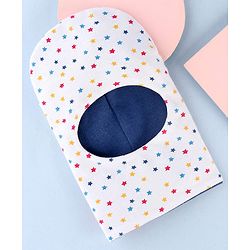 Babyhug Knit Reversible Monkey Cap With Star Print White - Diameter 9 cm