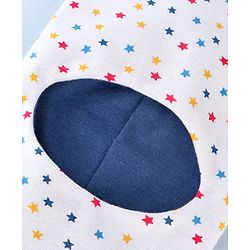 Babyhug Knit Reversible Monkey Cap With Star Print White - Diameter 9 cm
