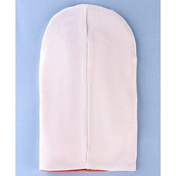 Babyhug Knit Reversible Monkey Cap With Star Print Light Peach - Diameter 10 cm