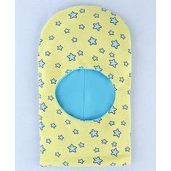 Babyhug Knit Reversible Monkey Cap With Star Print Light Blue - Diameter 10 cm