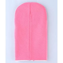 Babyhug Knit Reversible Monkey Cap With Star Print Dark Pink - Diameter 9 cm