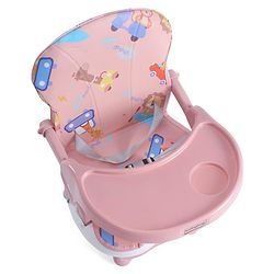 Babyhug 2 in 1 Kids Feeding Chair & Booster Chair with Removable Tray & Seat Cushion - Pink| Adjustable Height| Safety Harness| Foldable Legs| Non Slip Base| Easy to Clean| Durable Built