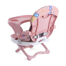 Babyhug 2 in 1 Kids Feeding Chair & Booster Chair with Removable Tray & Seat Cushion - Pink| Adjustable Height| Safety Harness| Foldable Legs| Non Slip Base| Easy to Clean| Durable Built