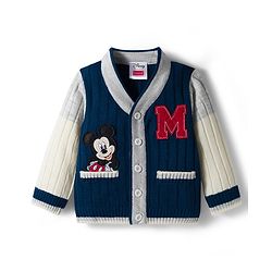Babyhug Disney Woven Full Sleeves Front Open Sweater With Mickey Mouse Graphics - Navy Blue