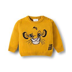Babyhug Disney Woven Full Sleeves Sweater Set With Lion King Graphics - Yellow