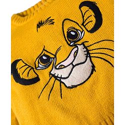 Babyhug Disney Woven Full Sleeves Sweater Set With Lion King Graphics - Yellow