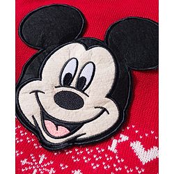 Babyhug Disney Woven Full Sleeves Sweater Set With Mickey Mouse Graphics & Cap - Red