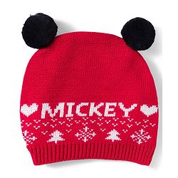Babyhug Disney Woven Full Sleeves Sweater Set With Mickey Mouse Graphics & Cap - Red