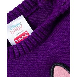 Babyhug Disney Woven Full Sleeves Sweater Set With Minnie Mouse Graphics - Purple