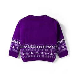 Babyhug Disney Woven Full Sleeves Sweater Set With Minnie Mouse Graphics - Purple