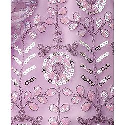 Babyhug Net Woven Ruffle Sleeve Choli Lehenga & Dupatta Set with Floral Sequenced Embroidery - Lavender